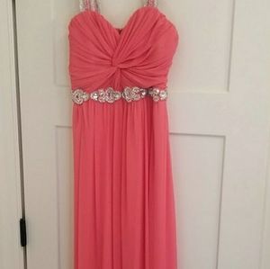 Peach/coral long dress with straps